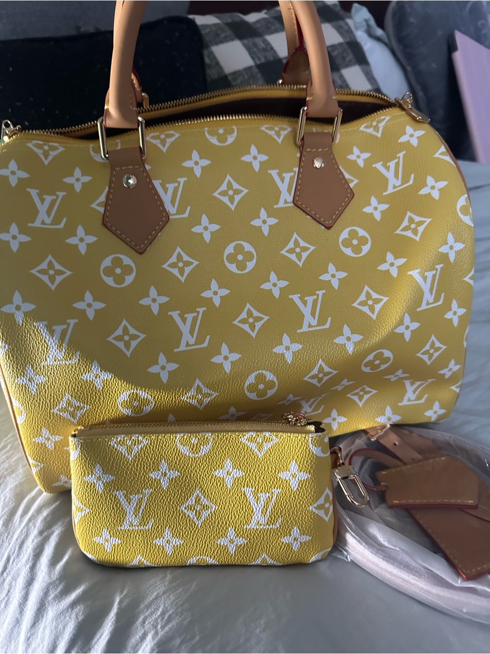 Leather speedy Bag - yellow Not authentic - Picture 3 of 8